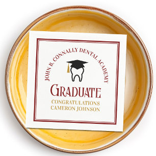 Maroon Gold Dental School Custom Graduation Party Napkin