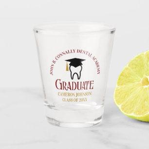 Maroon Gold Dental School Custom Graduation Party Shot Glass
