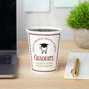Maroon Gold Dental School Graduation Party Paper Cups