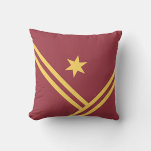 Maroon Gold Diagonal Stripes Star Modern Graphic Cushion