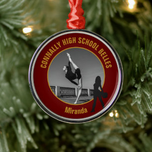 Maroon Gold Drill Team Photo High School Christmas Metal Tree Decoration