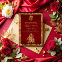 Maroon gold elephant Indian brides luxury wedding