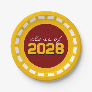 Maroon & Gold Filmstrip Class Year Graduation Paper Plate