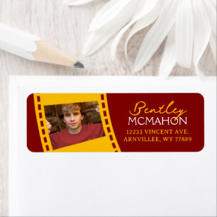 Maroon & Gold Filmstrip Photo Return Address