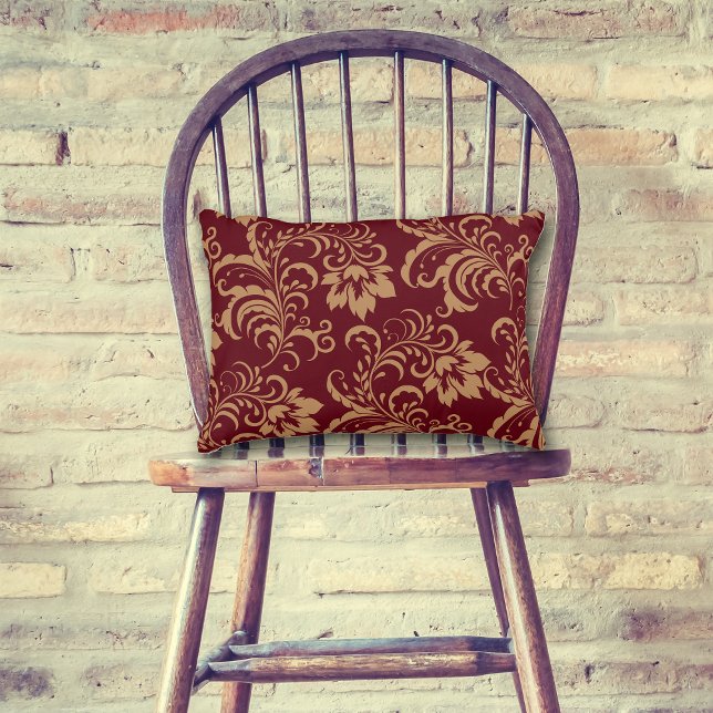 Maroon Gold Floral Swirl Decorative Cushion (Creator Uploaded)