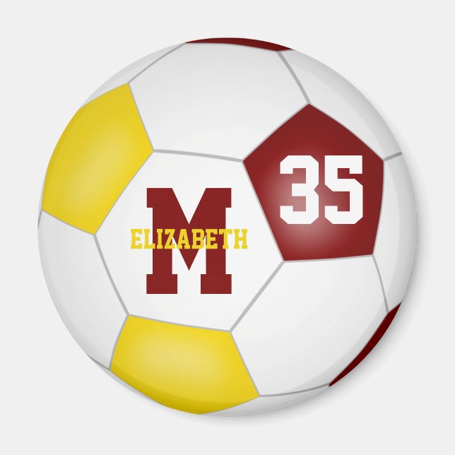 maroon gold girls boys soccer team colours magnet (Front)