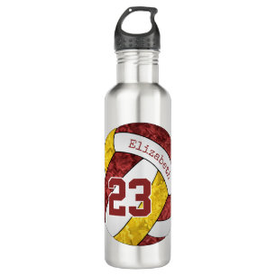 Maroon gold girls' volleyball custom team colours 710 ml water bottle