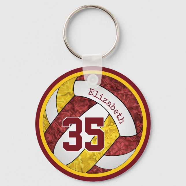 maroon gold girls volleyball custom team gifts key ring (Front)