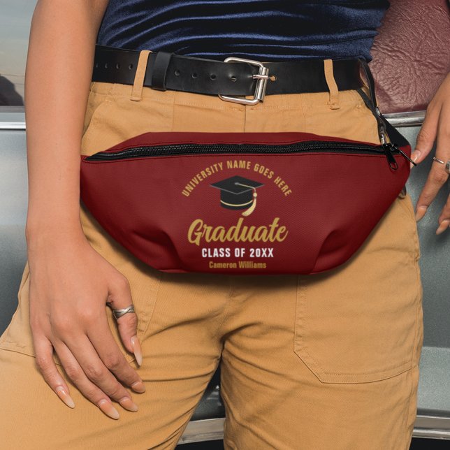 Maroon Gold Graduate Custom 2025 Graduation Bum Bags (Creator Uploaded)