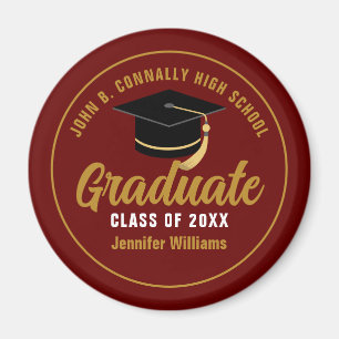 Maroon Gold Graduate Custom 2025 Graduation Magnet