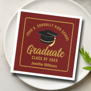 Maroon Gold Graduate Custom 2026 Graduation Party Napkin