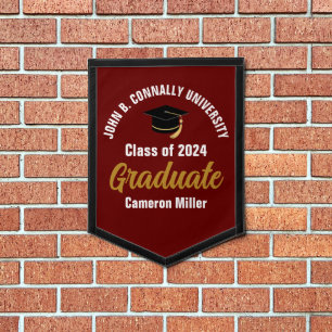 Maroon Gold Graduate Personalised 2025 Graduation Pennant