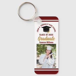 Maroon Gold Graduate Photo 2024 Custom Graduation Key Ring