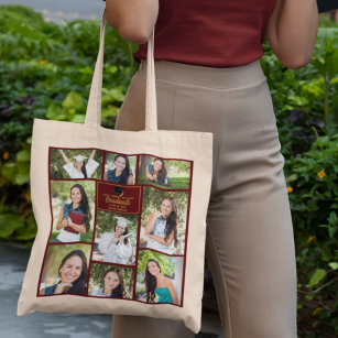 Maroon Gold Graduate Photo Collage 2024 Graduation Tote Bag