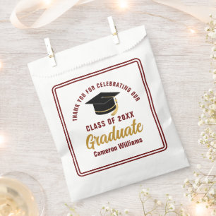 Maroon Gold Graduate Thank You Custom Party Favour Bags