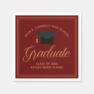 Maroon Gold Graduation 2024 Customisable Party Napkin