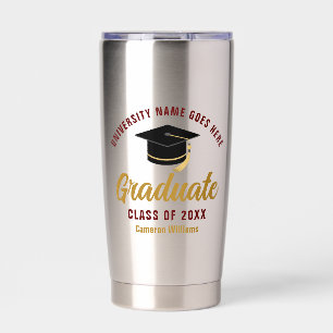 Maroon Gold Graduation 2025 Custom Graduate Insulated Tumbler