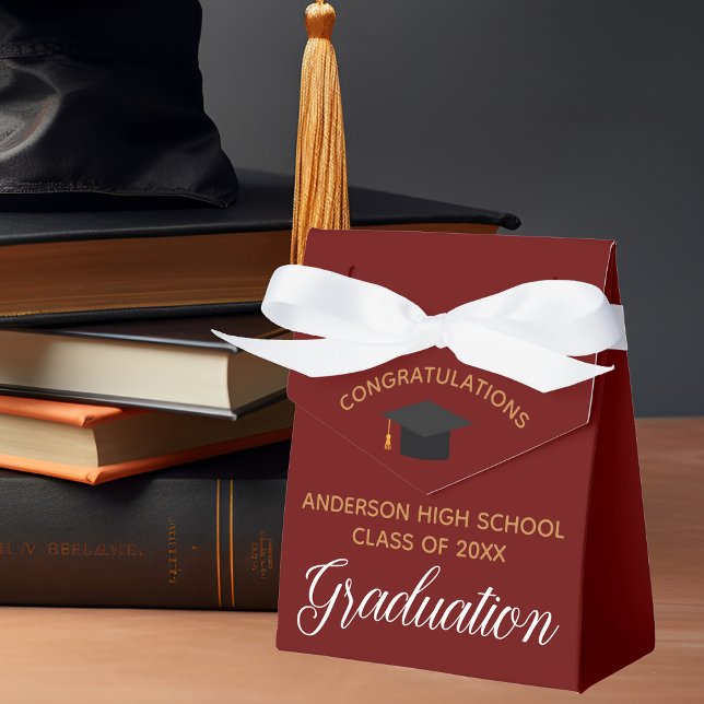Maroon Gold Graduation Party Chic Custom Favour Box (Creator Uploaded)