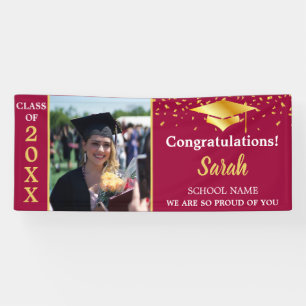 Maroon & Gold Graduation Photo Class Of 2025 Banner