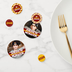 Maroon & Gold Graduation Photo Personalised Party Confetti