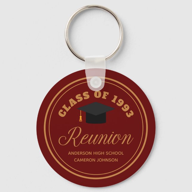 Maroon Gold High School Reunion Custom Alumni Key Ring (Front)