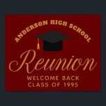 Maroon Gold High School Reunion Custom Welcome Poster<br><div class="desc">A classic custom class reunion party welcome poster in maroon and gold typography for a high school,  college,  or university. Customise with your school name and graduating class  for great personalised alumni celebration decor.</div>