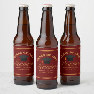 Maroon Gold High School Reunion Personalised Party Beer Bottle Label