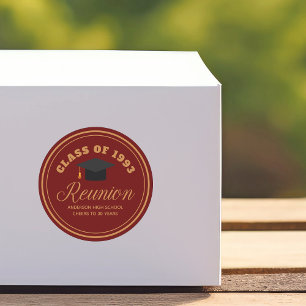Maroon Gold High School Reunion Personalised Party Classic Round Sticker