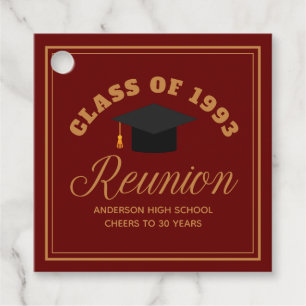Maroon Gold High School Reunion Personalised Party Favour Tags