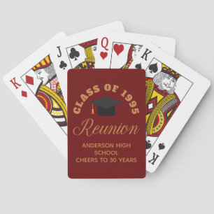 Maroon Gold High School Reunion Personalised Party Playing Cards