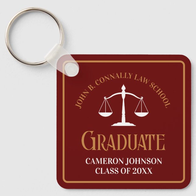 Maroon Gold Law School Graduation Keepsake Key Ring (Front)