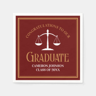 Maroon Gold Law School Graduation Party Napkin