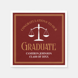 Maroon Gold Law School Graduation Party Napkin