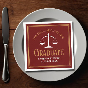 Maroon Gold Law School Graduation Party Napkin