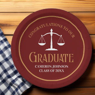 Maroon Gold Law School Graduation Party Paper Plate