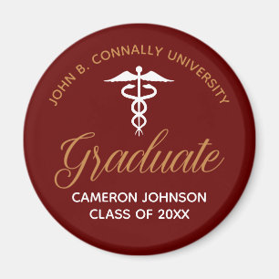 Maroon Gold Medical School Graduation Keepsake Magnet