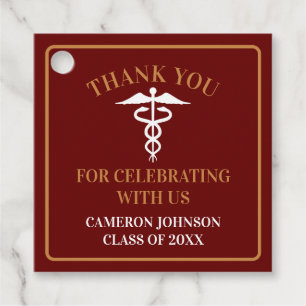 Maroon Gold Medical School Graduation Party Favour Tags