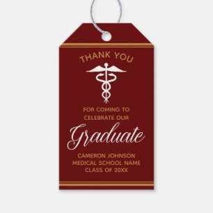 Maroon Gold Medical School Graduation Party Gift Tags