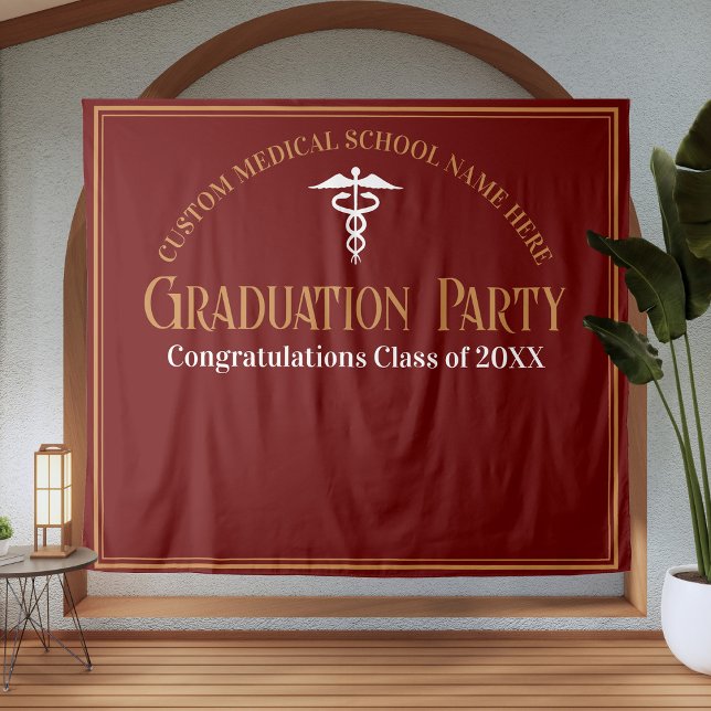 Maroon Gold Medical School Graduation Photo Booth Tapestry (Creator Uploaded)