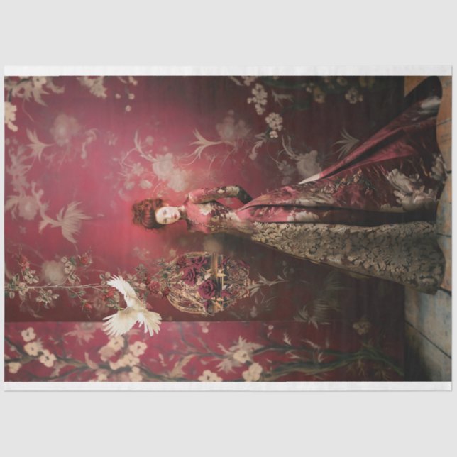 Maroon & Gold, Modest Elegant Woman  Tissue Paper (Front)