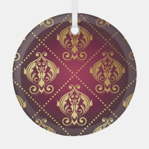 Maroon Gold Ornament Vintage Wallpaper