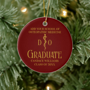 Maroon Gold Osteopathic Medical School Graduation Ceramic Tree Decoration