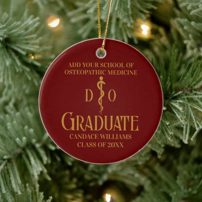 Maroon Gold Osteopathic Medical School Graduation Ceramic Tree Decoration (Tree)