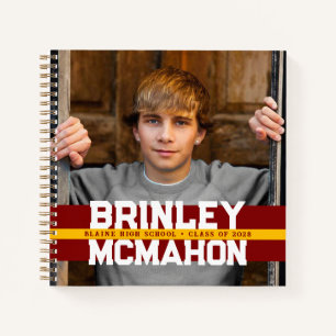 Maroon & Gold Photo Graduation Guestbook Notebook