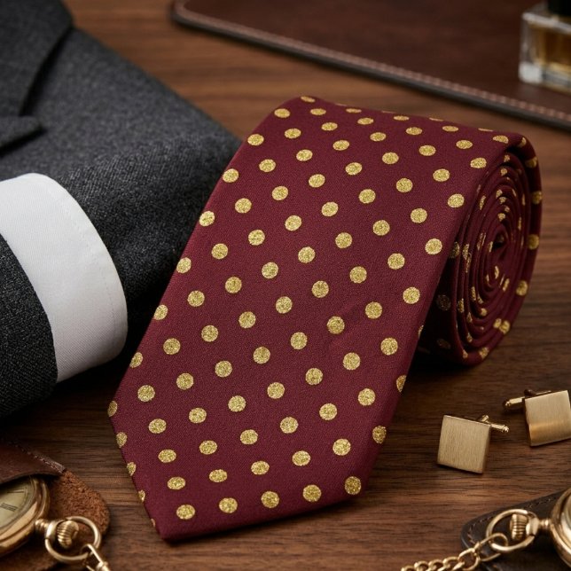 Maroon & Gold Polka Micro Dot Tie (Creator Uploaded)