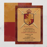 Maroon & Gold Royal Knight Griffin Shield Party
