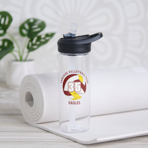 maroon gold school club team colours volleyball water bottle