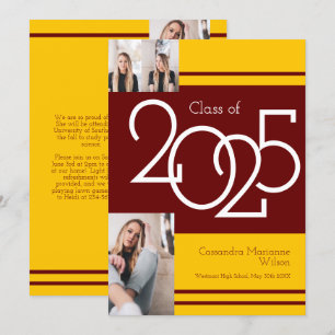 Maroon Gold School Colours Graduation Announcement