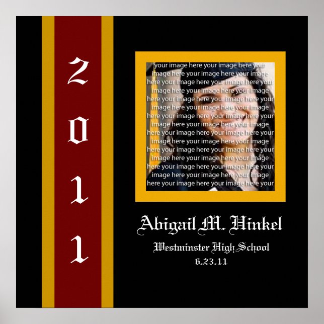 Maroon & Gold School Graduation Framed Wall Art (Front)