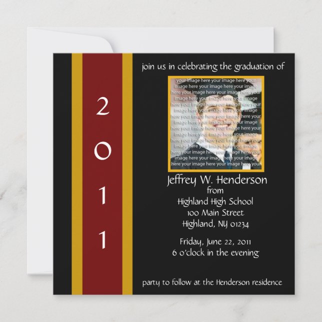 Maroon & Gold School Graduation Invitation (Front)